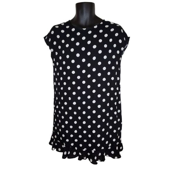 Popsugar A Line Dress‎ Women Sz S Polkadot Sleeveless Black White NWT - Picture 1 of 6
